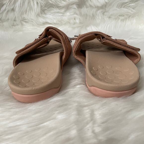 Vionic Sandals Womens Size 8 Tan Sarah Slip On Slides Flat Comfort Summer Beach - Picture 9 of 12